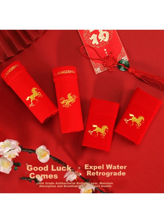LANG SHA Langsha Year Of The Horse Limited Edition Men's New Year Red Cotton Zodiac Gift Set Underwear And Socks - Image 3