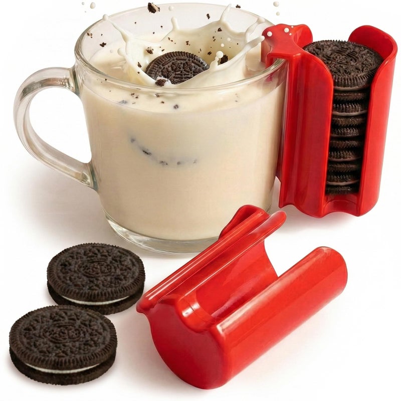Kitchen Discovery Cup Cookie Holder Cookie Holder for Cup Hooks to Mugs and Milk Glasses to Keep Cookies and Biscuits in Dunking Reach â€“ Cookies Holder, Tea Bag Caddy in Bright Plastic (2) - Image 1