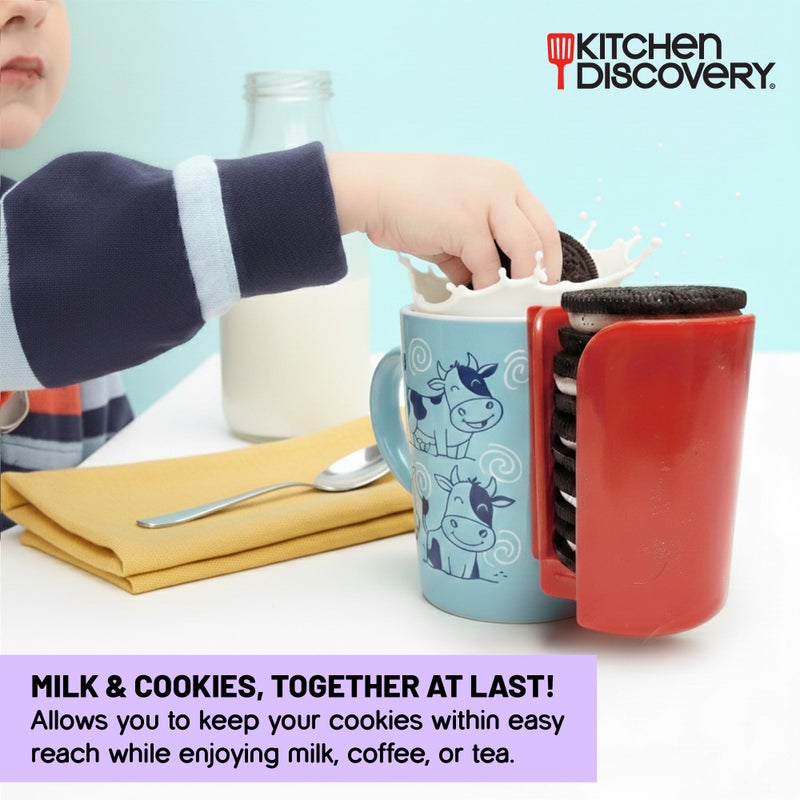 Kitchen Discovery Cup Cookie Holder Cookie Holder for Cup Hooks to Mugs and Milk Glasses to Keep Cookies and Biscuits in Dunking Reach â€“ Cookies Holder, Tea Bag Caddy in Bright Plastic (2) - Image 3