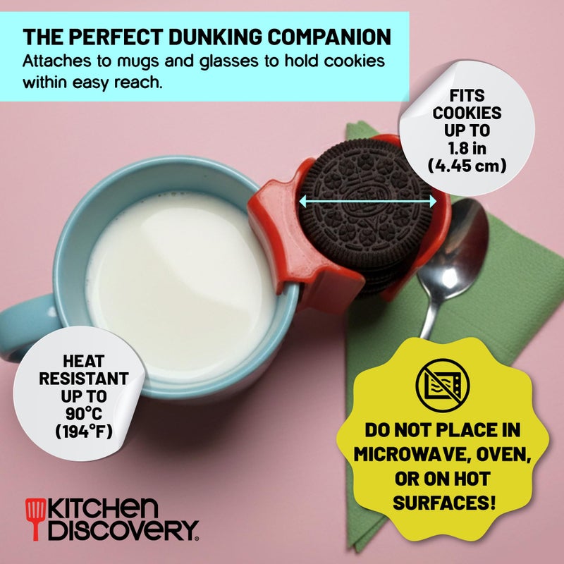 Kitchen Discovery Cup Cookie Holder Cookie Holder for Cup Hooks to Mugs and Milk Glasses to Keep Cookies and Biscuits in Dunking Reach â€“ Cookies Holder, Tea Bag Caddy in Bright Plastic (2) - Image 4