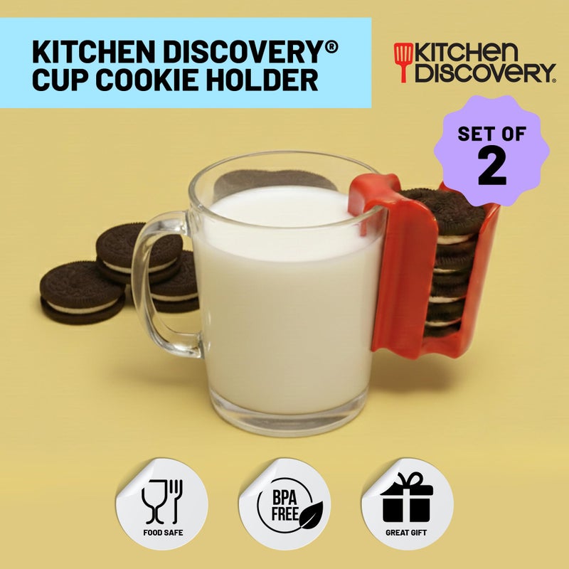 Kitchen Discovery Cup Cookie Holder Cookie Holder for Cup Hooks to Mugs and Milk Glasses to Keep Cookies and Biscuits in Dunking Reach â€“ Cookies Holder, Tea Bag Caddy in Bright Plastic (2) - Image 2
