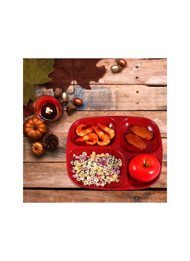 WYBOT - Unbreakable Divided Plates Melamine Compartment Plates 4 Sections Appetizer Serving Tray Reusable Dinner Plates for Kids Elderly Disabled - Image 1