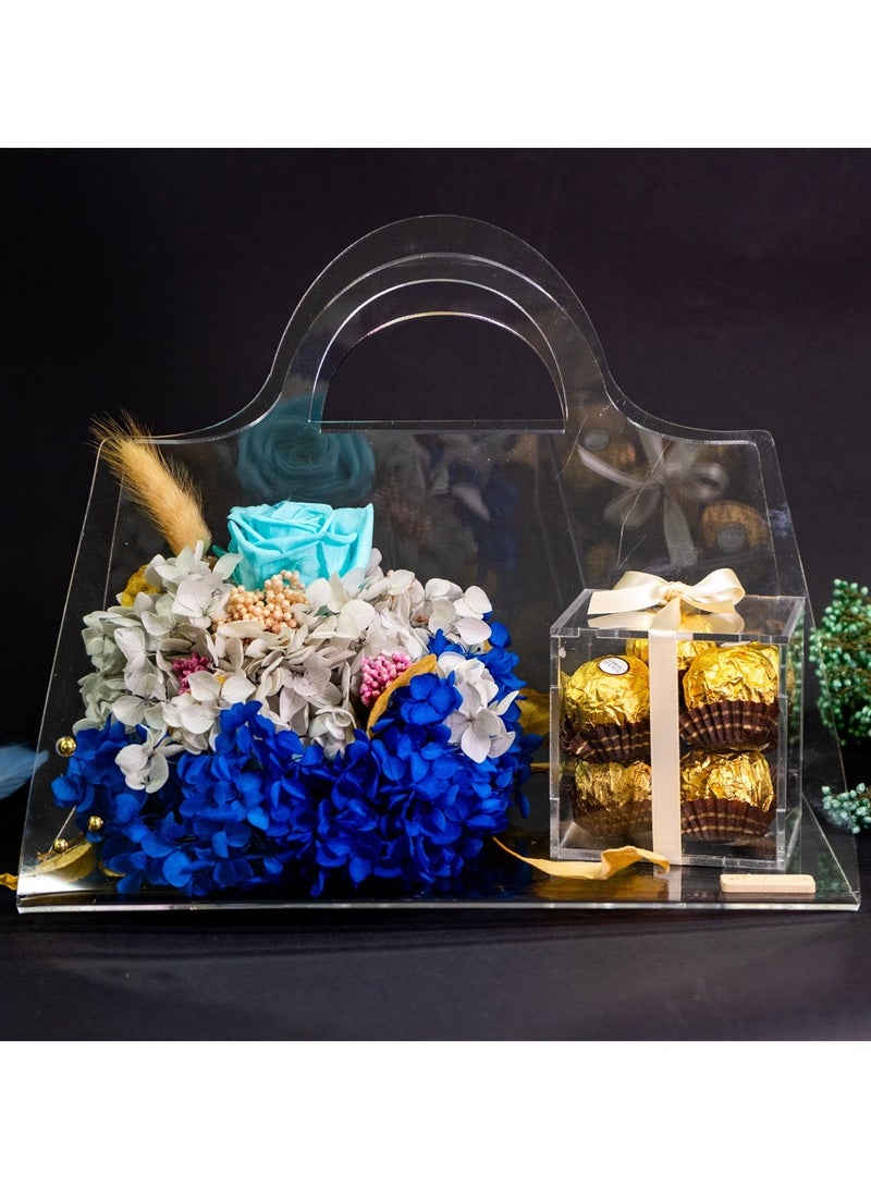   صوفيا طبيعة كيس أكريليك، علبة زهور وشوكولاتة إنفينيتي - Image 1