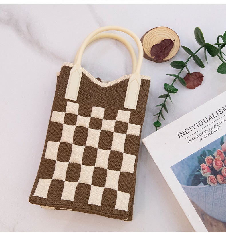Small Flower Shoulder Bag 2024 Portable Simple Travel Collocation Knitted Handbag Student Casual Bag Large Capacity Mobile Phone - Image 1