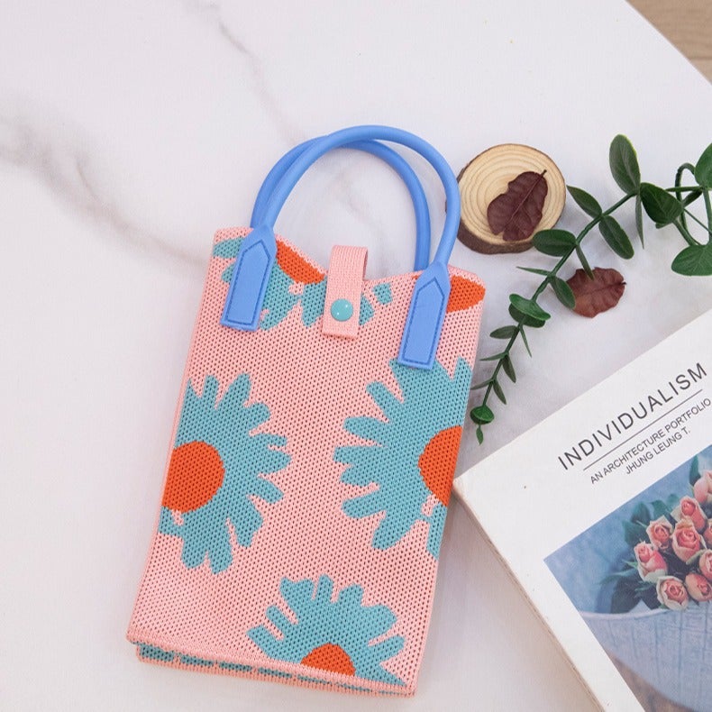 Small Flower Shoulder Bag 2024 Portable Simple Travel Collocation Knitted Handbag Student Casual Bag Large Capacity Mobile Phone - Image 2