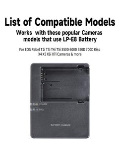 Realfrog LC-E8 LC-E8C Battery charger 600d 550D 650D 700DCompatible with Canon EOS Rebel: EOS T2i T3i T4i T5i X4 X5 X6i X7i DSLR Camera, black,with Power Supply Cord  - Image 4