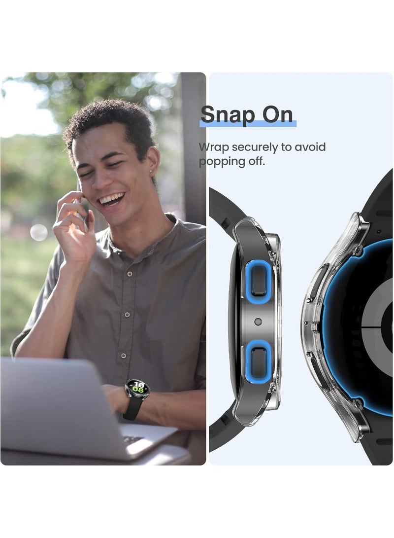 (2 Pack) Hard Case for Samsung Galaxy Watch 5/ Watch 4 (40mm), with Tempered Glass Screen Protector Ultra Clear Slim Full Cover (Black+Black) - Image 5