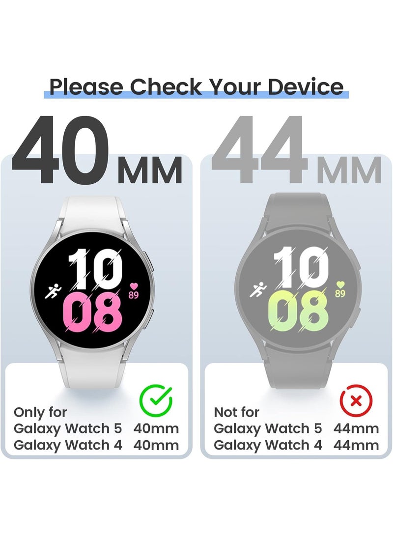 (2 Pack) Hard Case for Samsung Galaxy Watch 5/ Watch 4 (40mm), with Tempered Glass Screen Protector Ultra Clear Slim Full Cover (Black+Black) - Image 2
