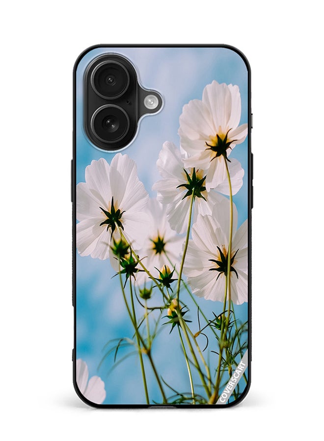 COVERSCART Protective Case Cover For Apple iPhone 16 White Flower Design Multicolour