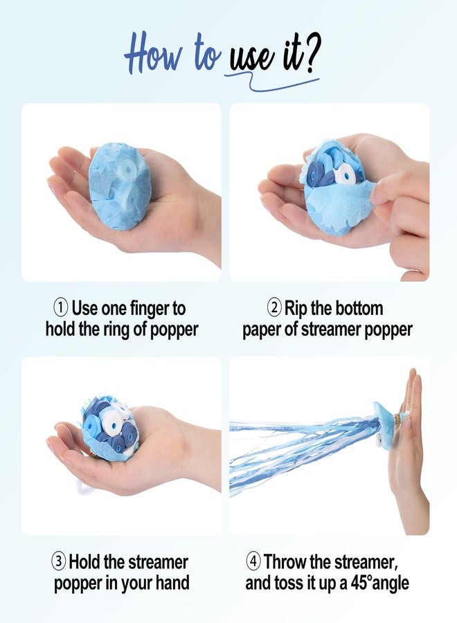 BATTIFE 10 Packs Blue Gender Reveal Streamer Poppers, Hand Throw Confetti Poppers, No Mess Paper Crackers for Baby Shower, It's a Boy Party Celebrations, Wedding, Birthday - Image 3