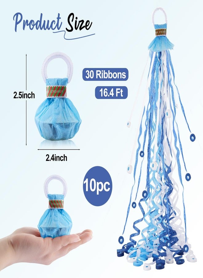 BATTIFE 10 Packs Blue Gender Reveal Streamer Poppers, Hand Throw Confetti Poppers, No Mess Paper Crackers for Baby Shower, It's a Boy Party Celebrations, Wedding, Birthday - Image 2
