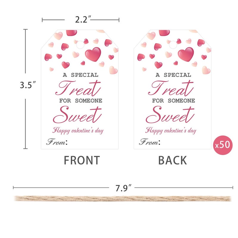 Aukolass Happy Valentine's Day Tags, Valentine's Day Gift Tags with String for Sweet Themed Party or Valentine' Day Thank You Gift Tags Great for Party Favors (Sweet) - Image 2