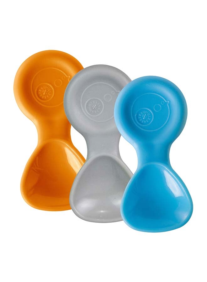 b.box Pack Of 3 Lunch Time Mini Spoon - Pastel Orange/Grey/Blue - Image 1