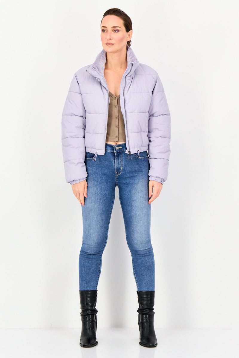 Cropp Women Quilted Puffer Jacket, Purple - Image 4