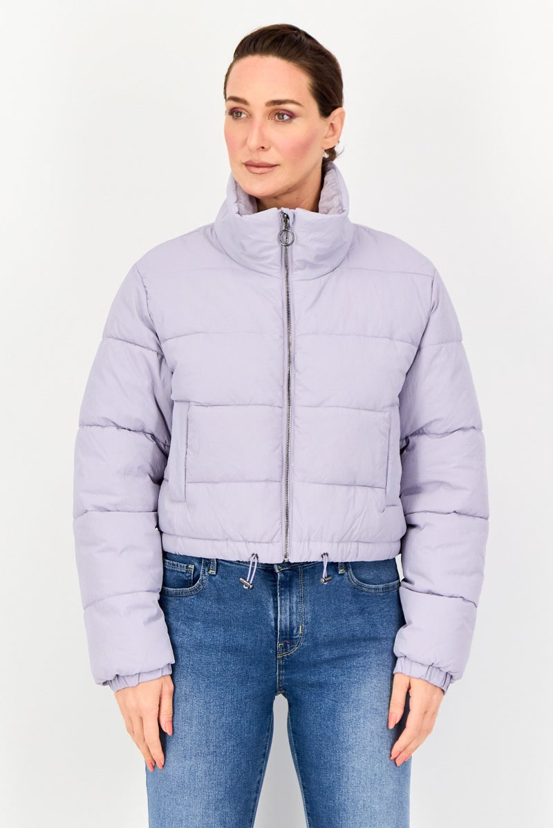 Cropp Women Quilted Puffer Jacket, Purple - Image 1