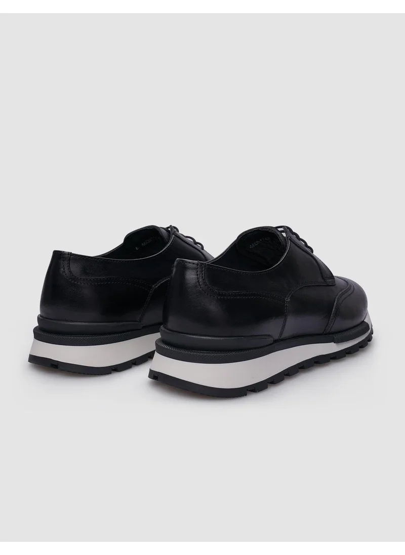 كاباني Leather Black Lace-Up Men's Casual Shoes