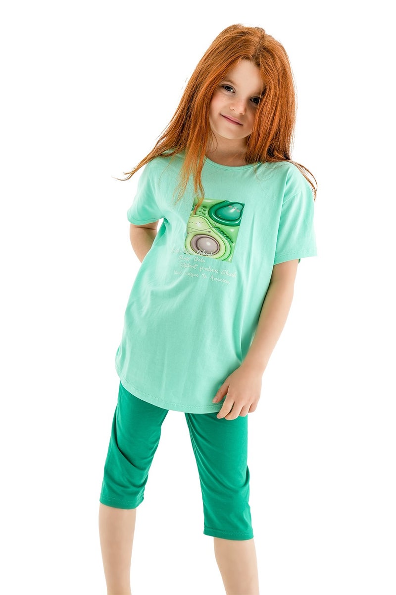 JOCKEY Girl Avocado Printed Summer Short Leggings Set