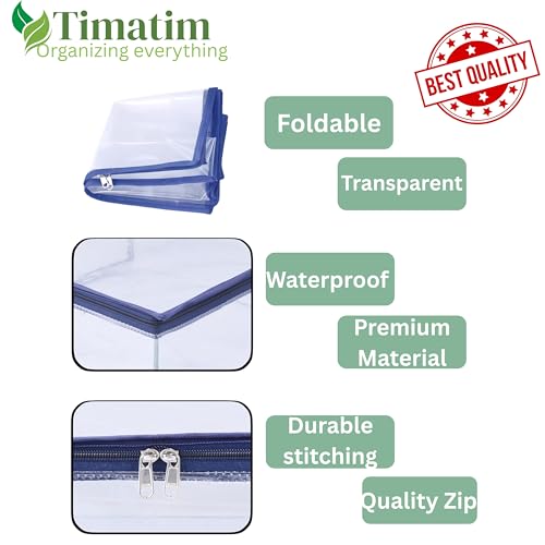 Timatim Transparent Plastic Clothes Cover Organiser for Wardrobe PVC Storage Bag for Saree, Shirts, Clothes, Lehenga Blankets Bedsheets Garment Protector Cover (Pack 2 pcs., Small (45x33x7.5 cms)) - Image 4