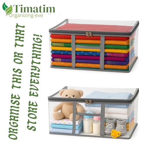 Timatim Transparent Plastic Clothes Cover Organiser for Wardrobe PVC Storage Bag for Saree, Shirts, Clothes, Lehenga Blankets Bedsheets Garment Protector Cover (Pack 2 pcs., Small (45x33x7.5 cms)) - Image 5