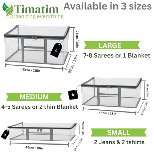 Timatim Transparent Plastic Clothes Cover Organiser for Wardrobe PVC Storage Bag for Saree, Shirts, Clothes, Lehenga Blankets Bedsheets Garment Protector Cover (Pack 2 pcs., Small (45x33x7.5 cms)) - Image 2