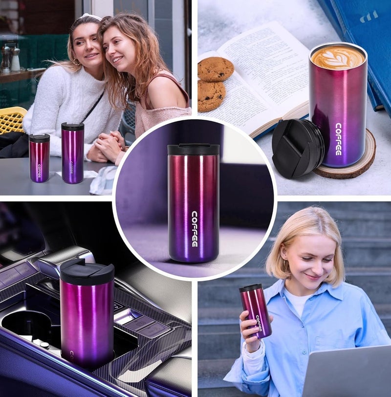 كوب سفر معزول من الفولاذ المقاوم للصدأ سعة 500 مل - كوب قهوة حراري مع غطاء كبس - Image 4