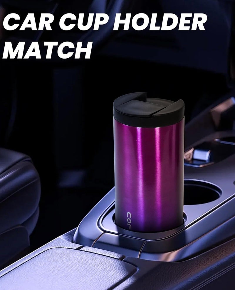 كوب سفر معزول من الفولاذ المقاوم للصدأ سعة 500 مل - كوب قهوة حراري مع غطاء كبس - Image 5