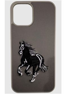 Case Shockproof Phone Case With Horse Embroidery Design For IPhone 16 Pro Max In Dark Grey 