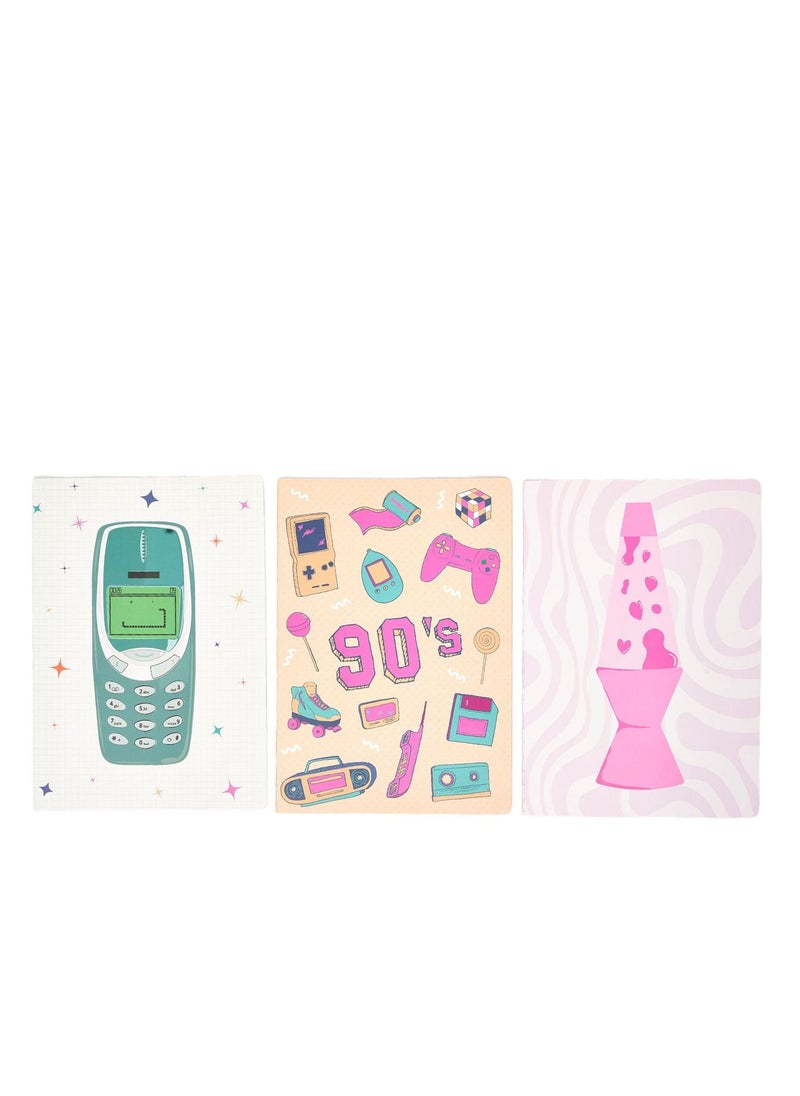 Prickly Pear Set of 3 90's Throwback B5 Size Notebooks  - Image 1