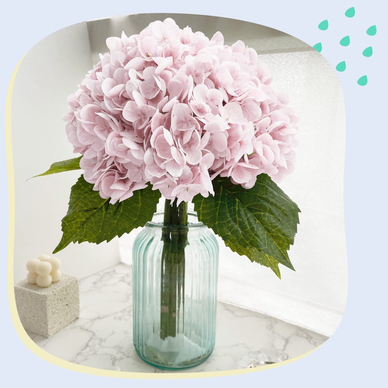 Yatim 21In Pink Artificial Hydrangea Flowers 5 Pcs Real Touch 3D Print Latex Flowers for Wedding Centerpieces Bouquets DIY Floral Decor Home Decoration with Stems - Image 5