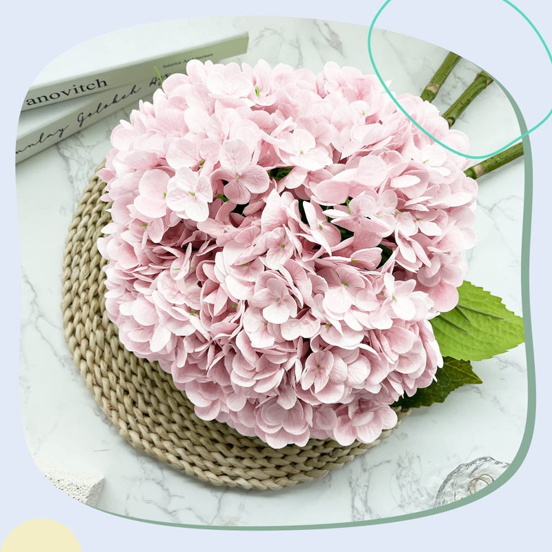 Yatim 21In Pink Artificial Hydrangea Flowers 5 Pcs Real Touch 3D Print Latex Flowers for Wedding Centerpieces Bouquets DIY Floral Decor Home Decoration with Stems - Image 4