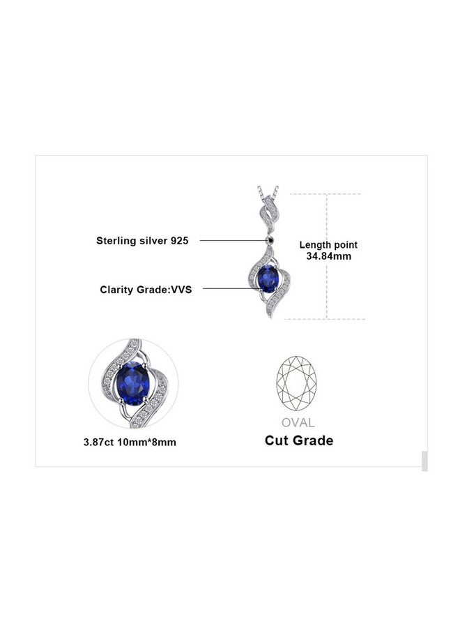 JewelryPalace - Elegant 2Ct Created Sapphire Pendant Necklace For Women, 925 Sterling Silver 14K White Gold Plated Necklaces For Her, Oval Shape Wave Simulated Diamond Gemstone Gift, 18 Inch Box Chain - Image 1