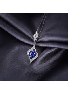 Elegant 2Ct Created Sapphire Pendant Necklace For Women, 925 Sterling Silver 14K White Gold Plated Necklaces For Her, Oval Shape Wave Simulated Diamond Gemstone Gift, 18 Inch Box Chain - pzsku/ZD8F5F9286BCD3150AA43Z/45/_/1735214667/e6be0020-3234-4b91-82e6-44a82195e44d