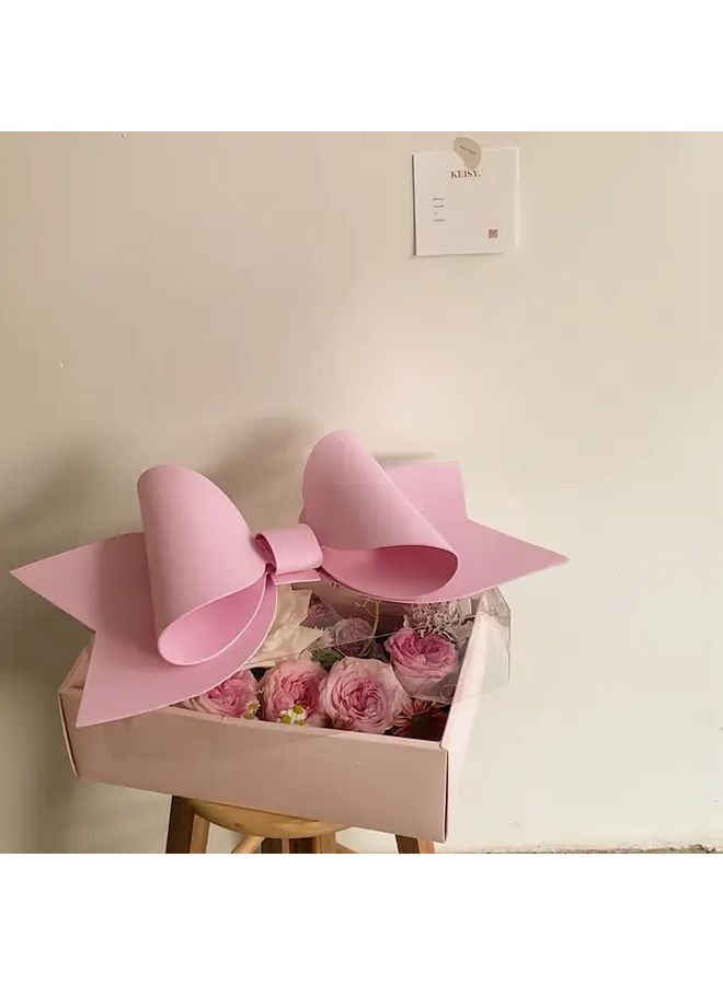 White Floral Gift Box With Handle Ribbon For Christmas Birthday Valentine Present Wrapping - Image 4