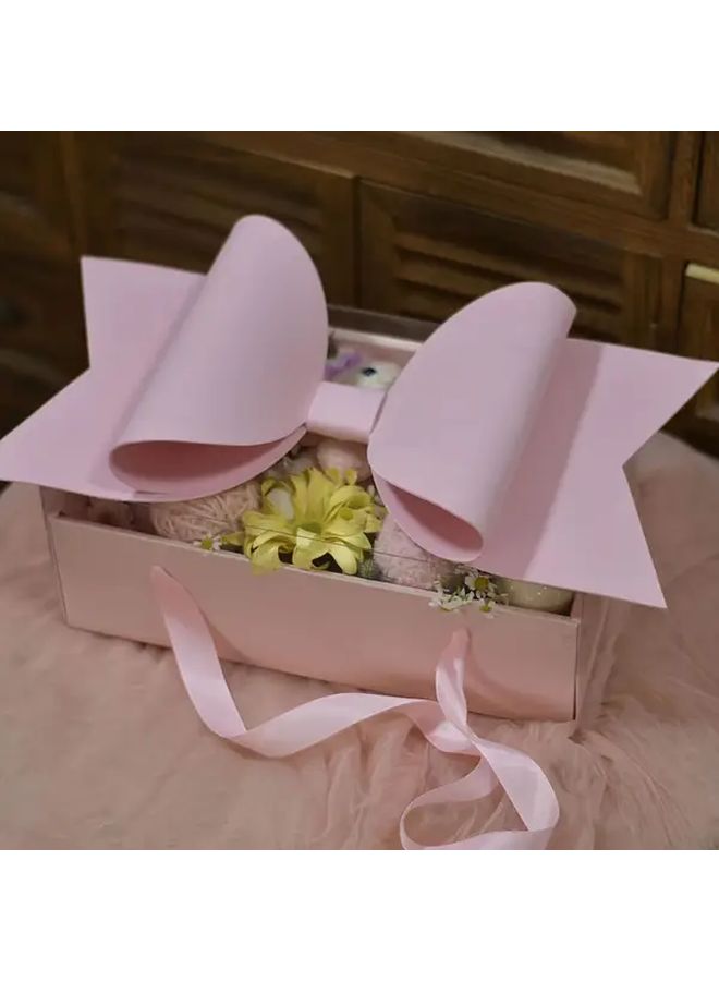 White Floral Gift Box With Handle Ribbon For Christmas Birthday Valentine Present Wrapping - Image 3
