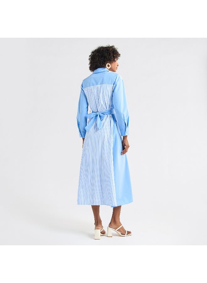 Splash FAV Striped Panel Midi Dress - Image 1