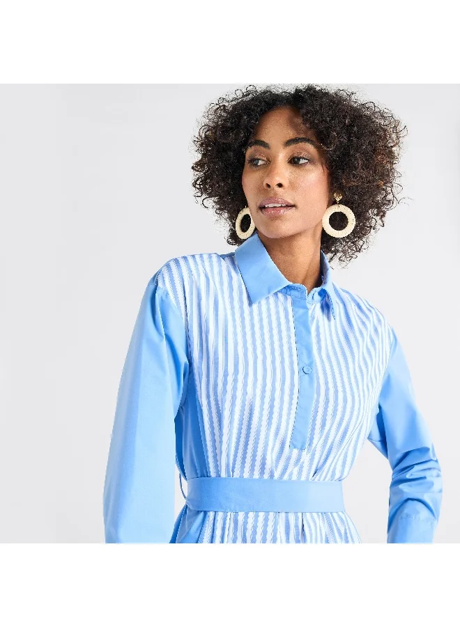 Splash FAV Striped Panel Midi Dress