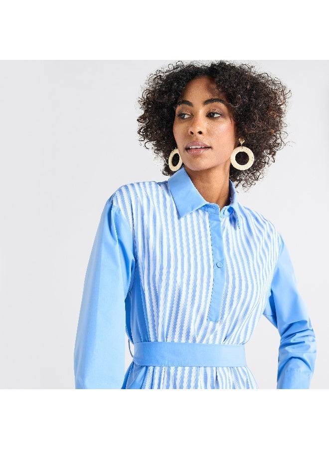 Splash FAV Striped Panel Midi Dress - Image 4