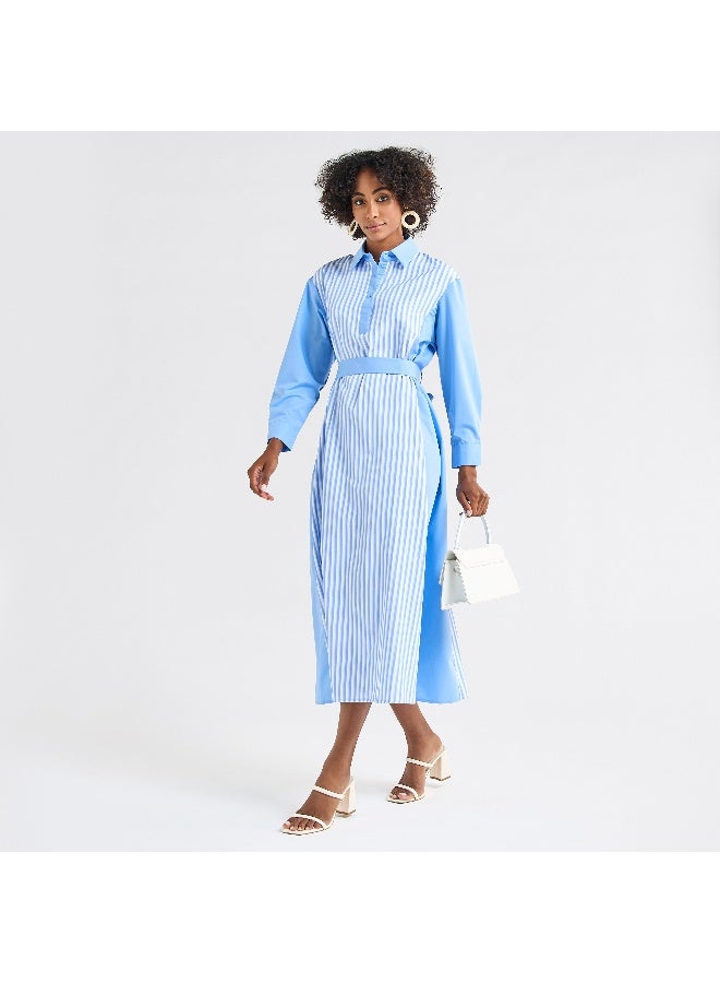 Splash FAV Striped Panel Midi Dress - Image 2