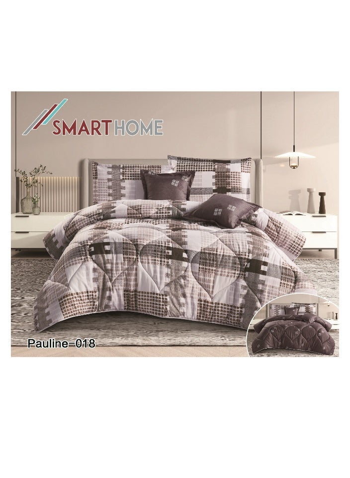 SMART HOME 100% Microfiber Single Bed Mattress, Geometric Design Bed Cover, Reversible, Set of 4, Size 230X170cm - Image 3