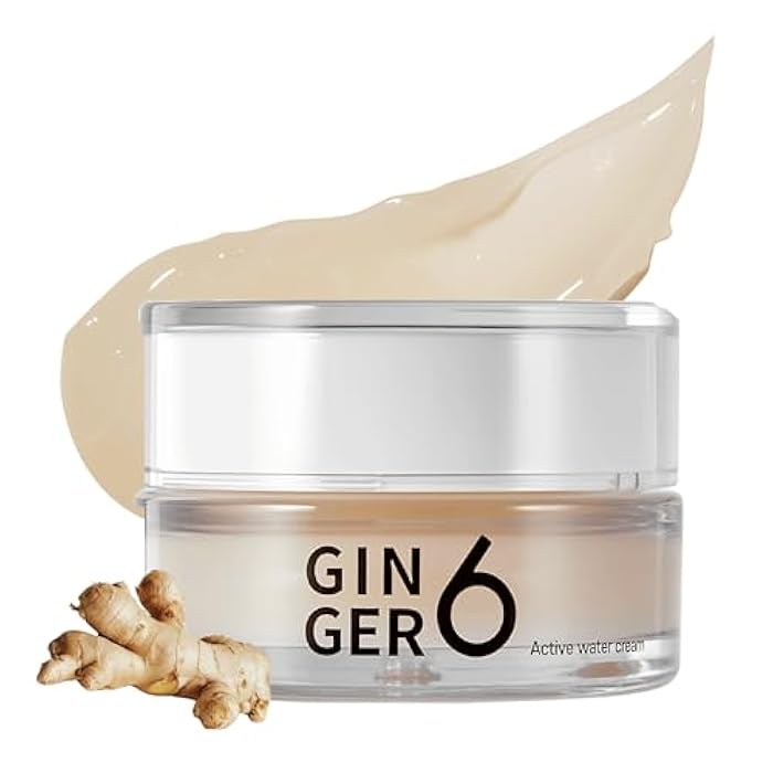 GINGER6 Active Water Cream for Face, 1.69fl. oz. - Lightweight Hydrating Gel Moisturizer, Oil-Free Water Cream with 76% Ginger Water, 10 Hyaluronic Acids, and Peptides for Glass Skin - Image 1