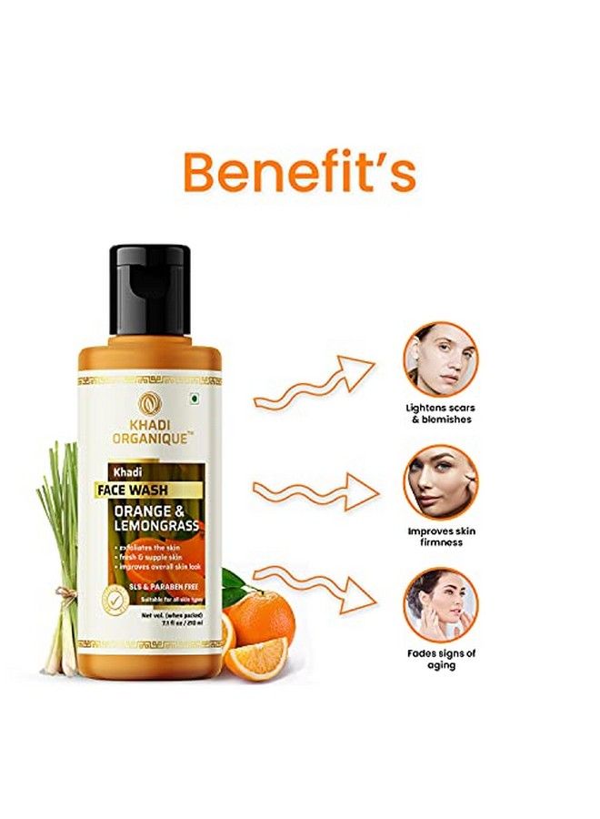 Khadi ORGANIQUE Orange & Lemongrass Natural Face Wash Sls & Paraben Free Pack Of 1 - Image 3