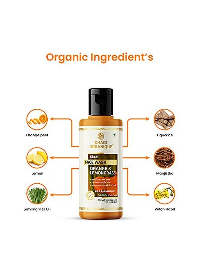 Khadi ORGANIQUE Orange & Lemongrass Natural Face Wash Sls & Paraben Free Pack Of 1 - Image 4