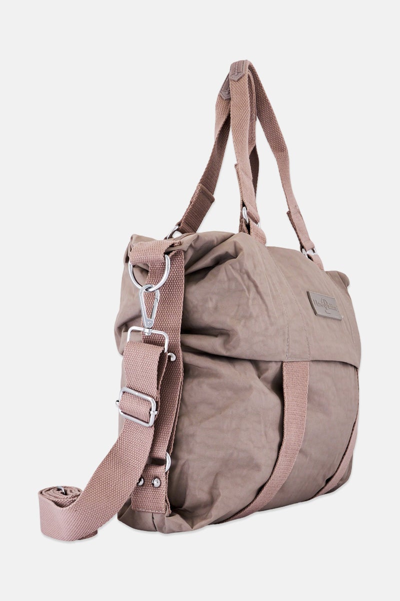 I Love Fashion Women Brand Logo Satchel Bag, Taupe - Image 2