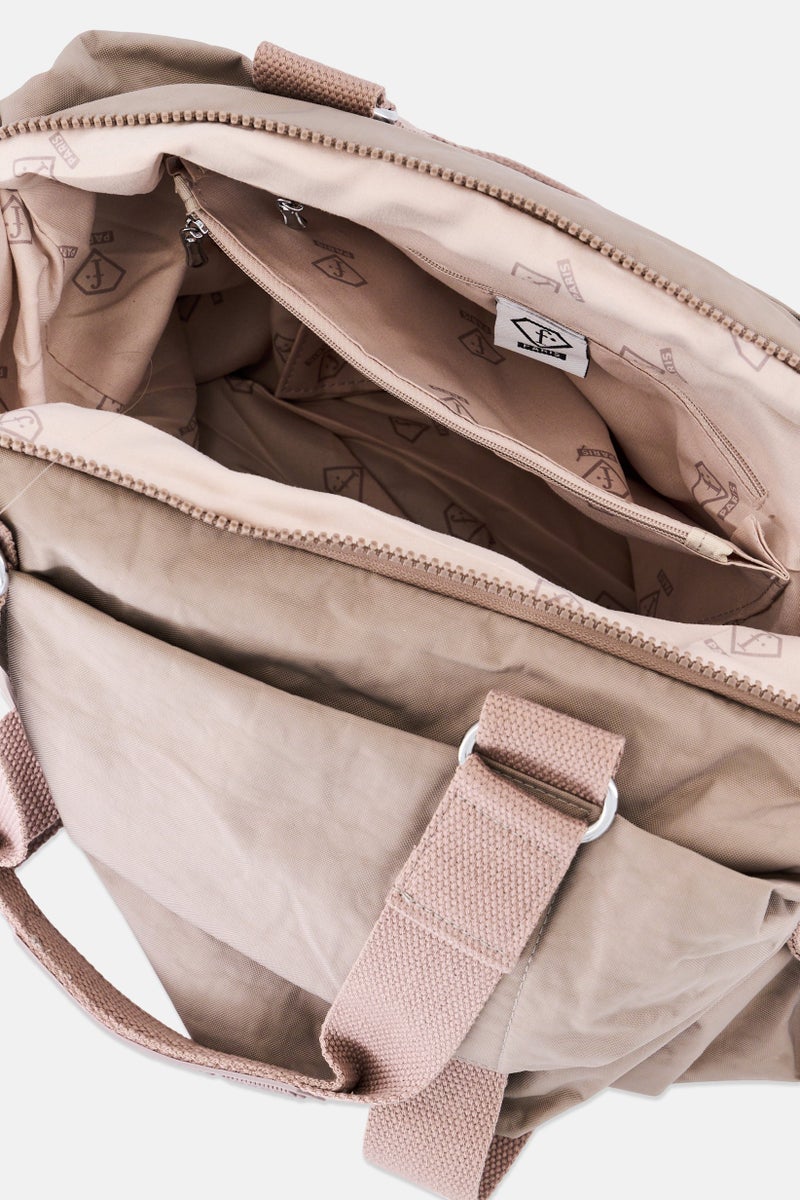 I Love Fashion Women Brand Logo Satchel Bag, Taupe - Image 4