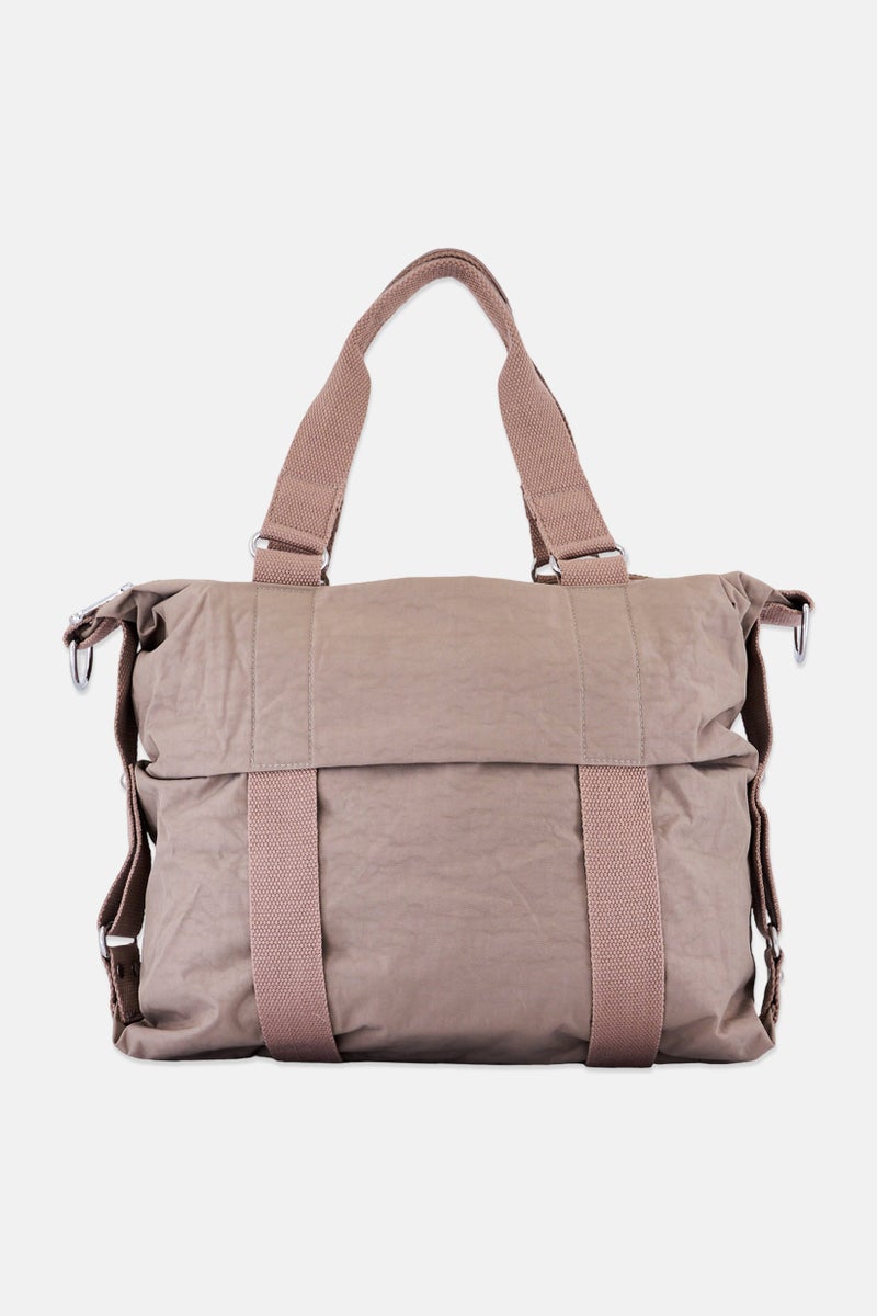 I Love Fashion Women Brand Logo Satchel Bag, Taupe - Image 3