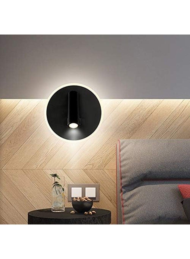 أباجورة تدوير الجدار مصباح غرفة نوم الأضواء غرفة نوم القراءة ضوء 3000 كيلو (3 واط + 9 واط ، أسود) - Image 5