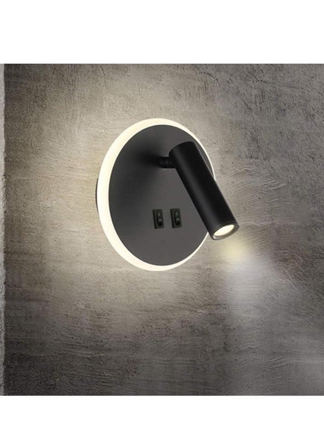 أباجورة تدوير الجدار مصباح غرفة نوم الأضواء غرفة نوم القراءة ضوء 3000 كيلو (3 واط + 9 واط ، أسود) - Image 1