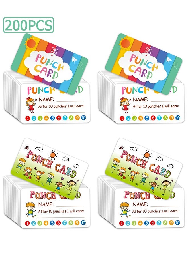 Wffo Reward Punch Cards - 200Pcs Reward Incentive Card for Teacher, Behavior Chart for Kids, Homeschool Classroom Supplies for Motivation 2" x 3.5" - Boys and Girls - Image 1