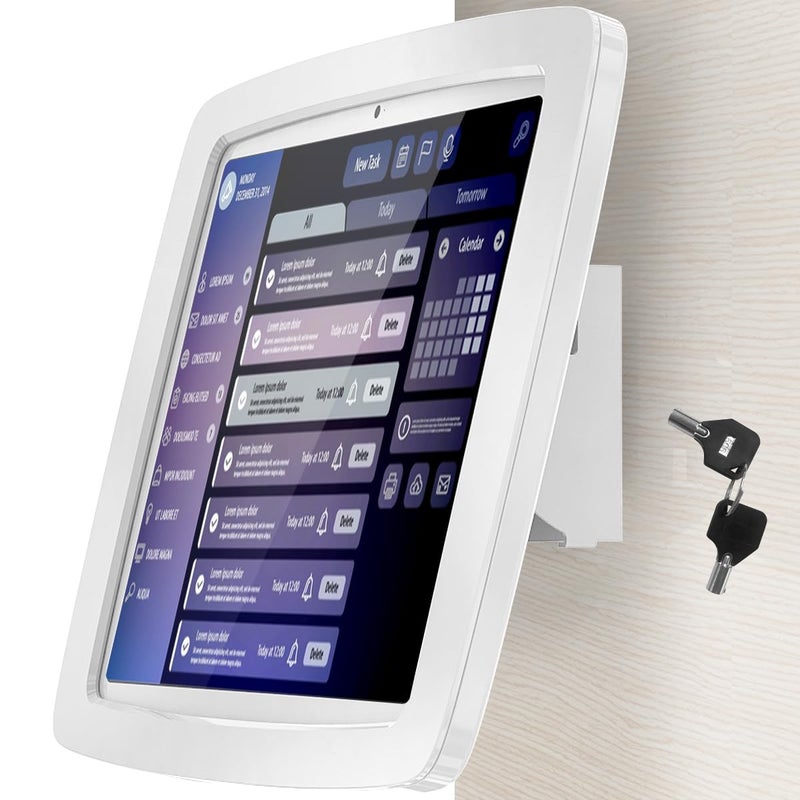 Beelta Tablet Wall Mount Lockable Tiltable Anti Theft Security - Compatible with 10.9" iPad 10th, Pro 11" 1 2 3 4, Air 4 5, Air 11''(M2/M3), iPad 11"(A16) - BSW102WA - Image 1