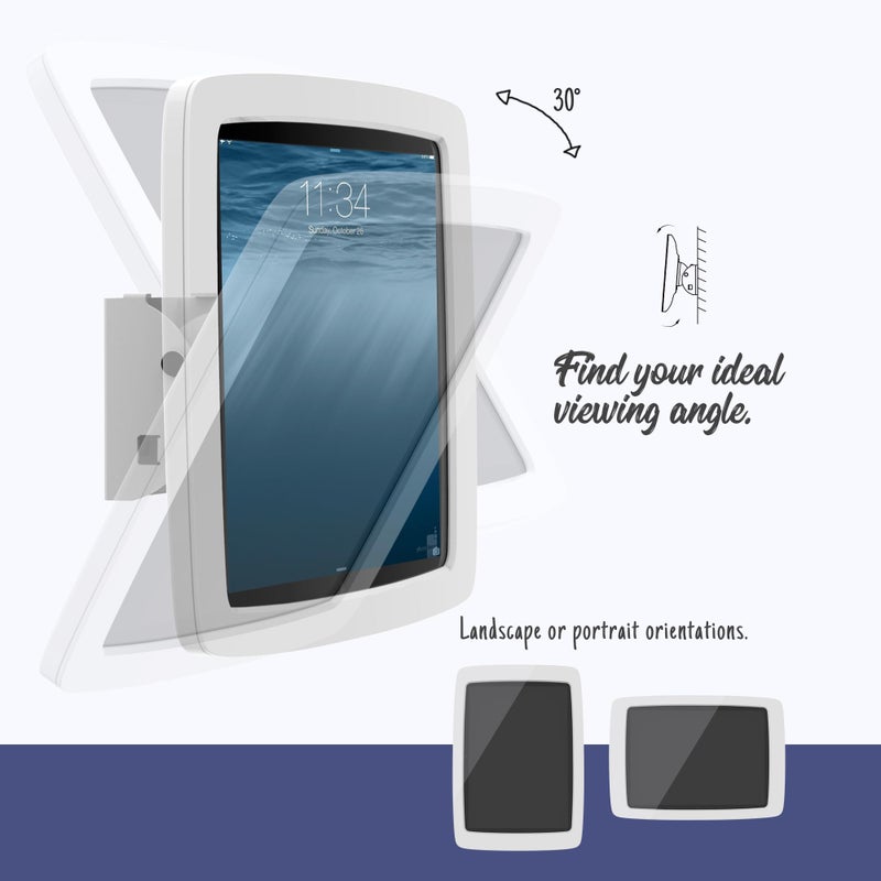 Beelta Tablet Wall Mount Lockable Tiltable Anti Theft Security - Compatible with 10.9" iPad 10th, Pro 11" 1 2 3 4, Air 4 5, Air 11''(M2/M3), iPad 11"(A16) - BSW102WA - Image 4